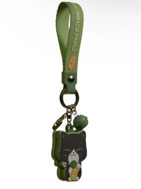 Kaleidos Creative Manecookie Neko Keychain Green Tea Cat Bell Bag Clip Tuxedo